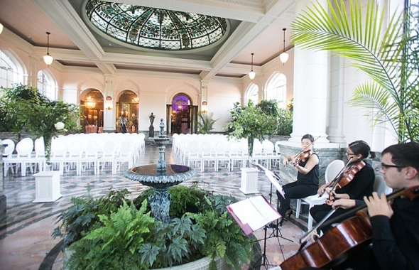 Strings for Weddings Casa Loma: Sarah and Anthony wedding ceremony September 2, 2012, violin and cello duo, Toronto ON