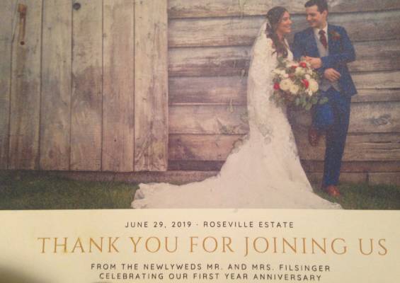 Read more about the article Josh and Glendys wedding thank you June 29, 2019 at Roseville Estates