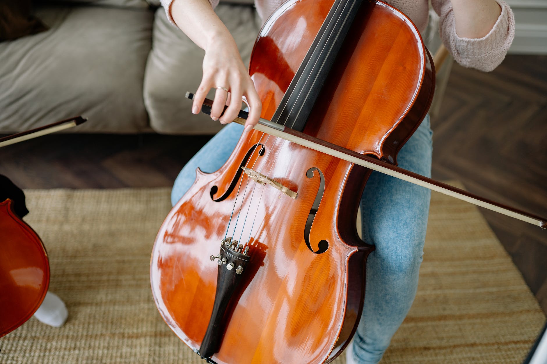 person playing cello